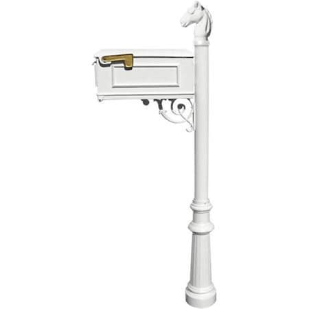 Grandoldgarden Mailbox System with Post Fluted Base & Horsehead Finial White GR2642724